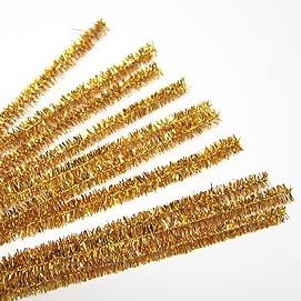 Pfeifenputzer 8mmx50cm 10Stk Gold-Glitter
